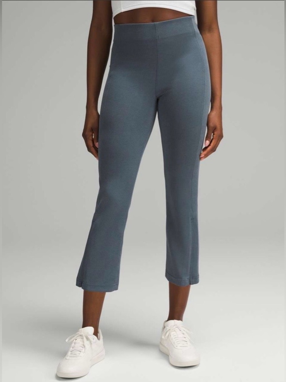 Lululemon | Ribbed Softstreme Zip-Leg High-Rise Cropped Pant In Iron Blue